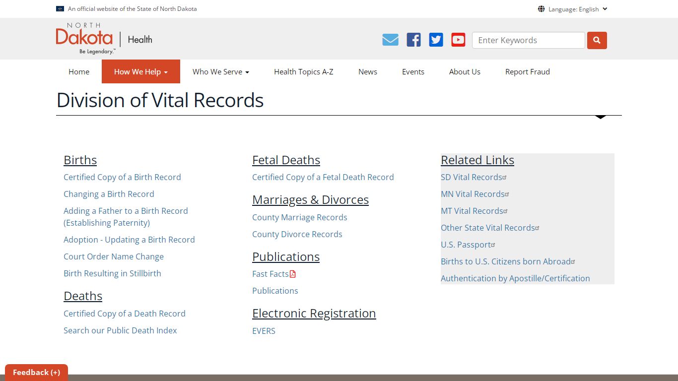 Division of Vital Records | Department of Health