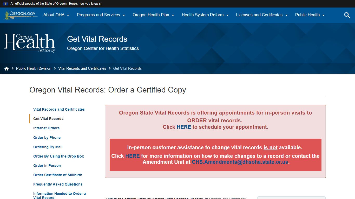 Oregon Vital Records: Order a Certified Copy