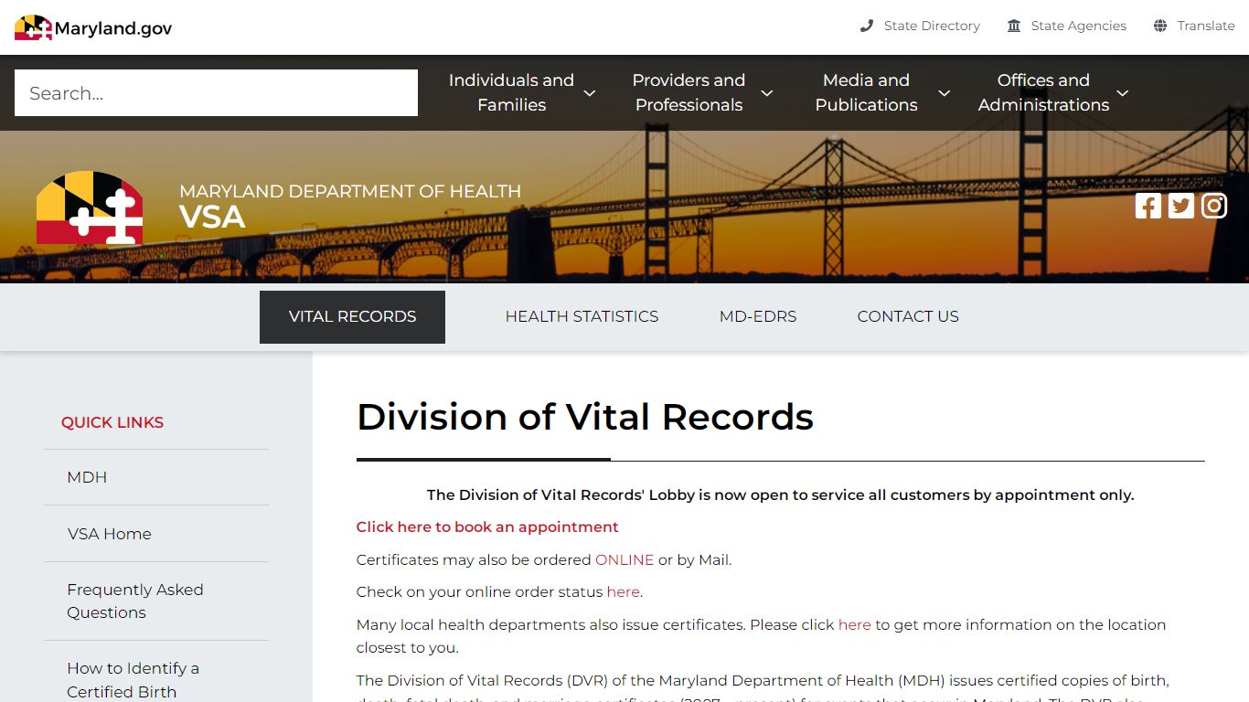 Maryland Department of Health dvr